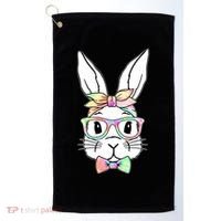 Cute Easter Bunny Pastel Tie Dye Bow Tie Glasses Golf Towel thumb 0
