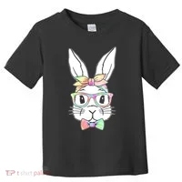 Cute Easter Bunny Pastel Tie Dye Bow Tie Glasses Toddler T-Shirt thumb 0
