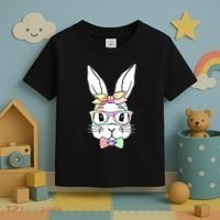 Cute Easter Bunny Pastel Tie Dye Bow Tie Glasses Toddler T-Shirt thumb 3
