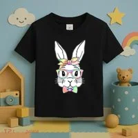 Cute Easter Bunny Pastel Tie Dye Bow Tie Glasses Toddler T-Shirt thumb 3