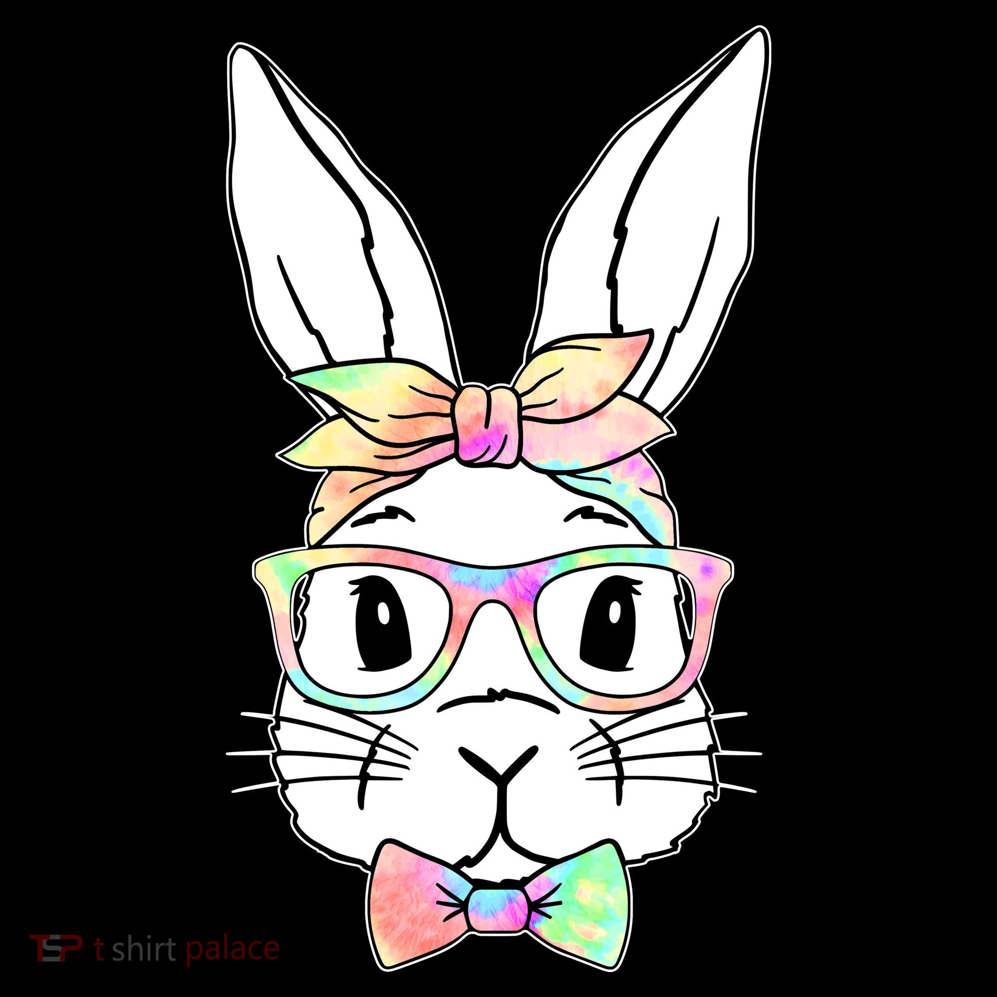 Cute Easter Bunny Pastel Tie Dye Bow Tie Glasses Kids Sweatshirt