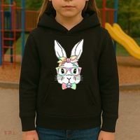Cute Easter Bunny Pastel Tie Dye Bow Tie Glasses Kids Hoodie thumb 3
