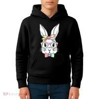 Cute Easter Bunny Pastel Tie Dye Bow Tie Glasses Kids Hoodie thumb 4