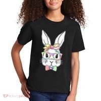 Cute Easter Bunny Pastel Tie Dye Bow Tie Glasses Kids T-Shirt thumb 2