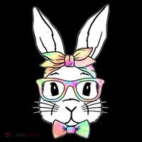 Cute Easter Bunny Pastel Tie Dye Bow Tie Glasses Kids T-Shirt thumb 4