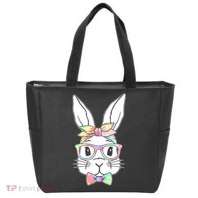 Cute Easter Bunny Pastel Tie Dye Bow Tie Glasses Tote Bag