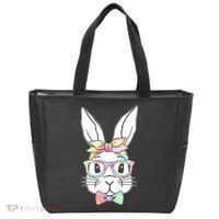 Cute Easter Bunny Pastel Tie Dye Bow Tie Glasses Tote Bag thumb 0