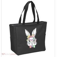 Cute Easter Bunny Pastel Tie Dye Bow Tie Glasses Tote Bag thumb 2
