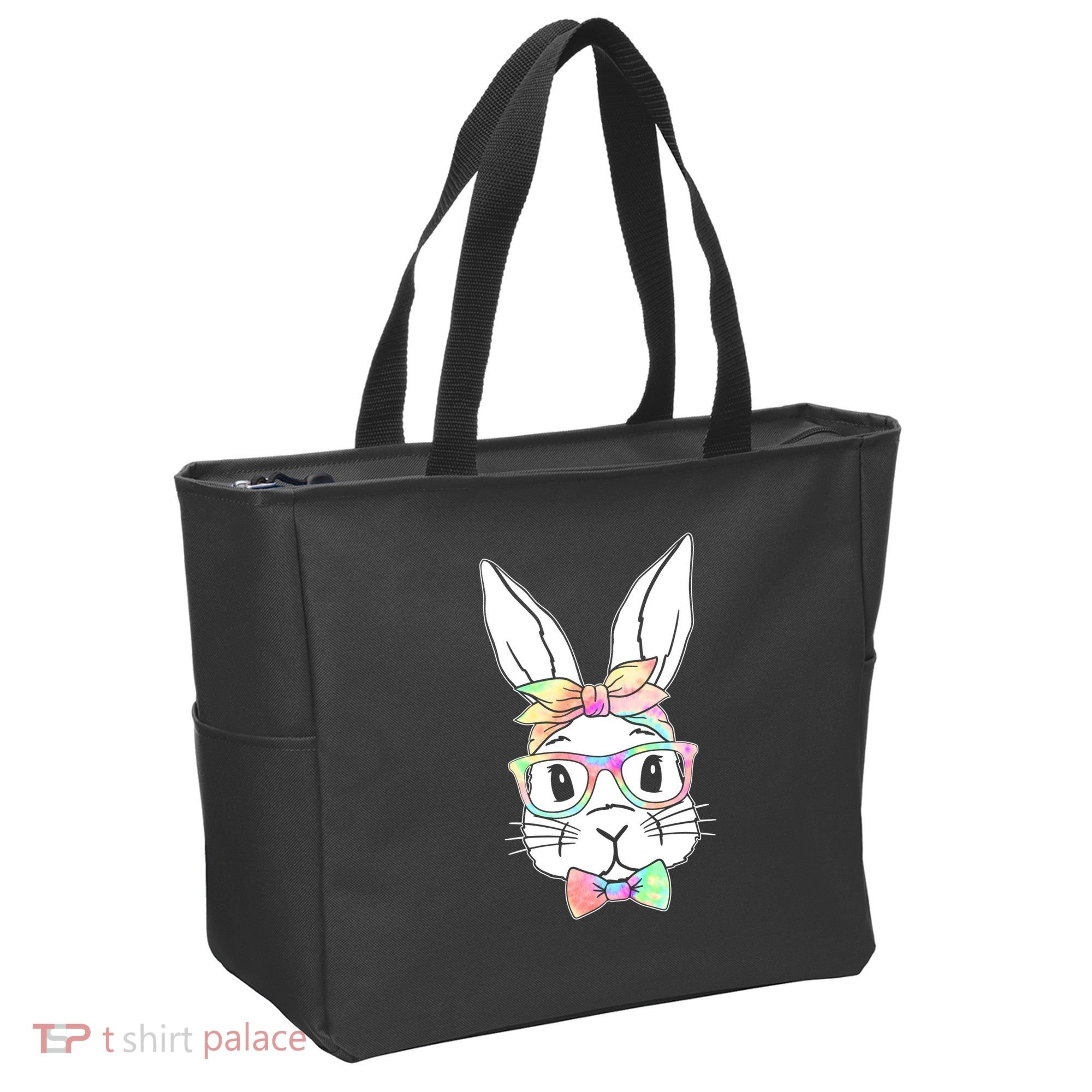 Cute Easter Bunny Pastel Tie Dye Bow Tie Glasses Tote Bag