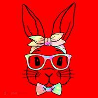Cute Easter Bunny Pastel Tie Dye Bow Tie Glasses Santa Hat thumb 1