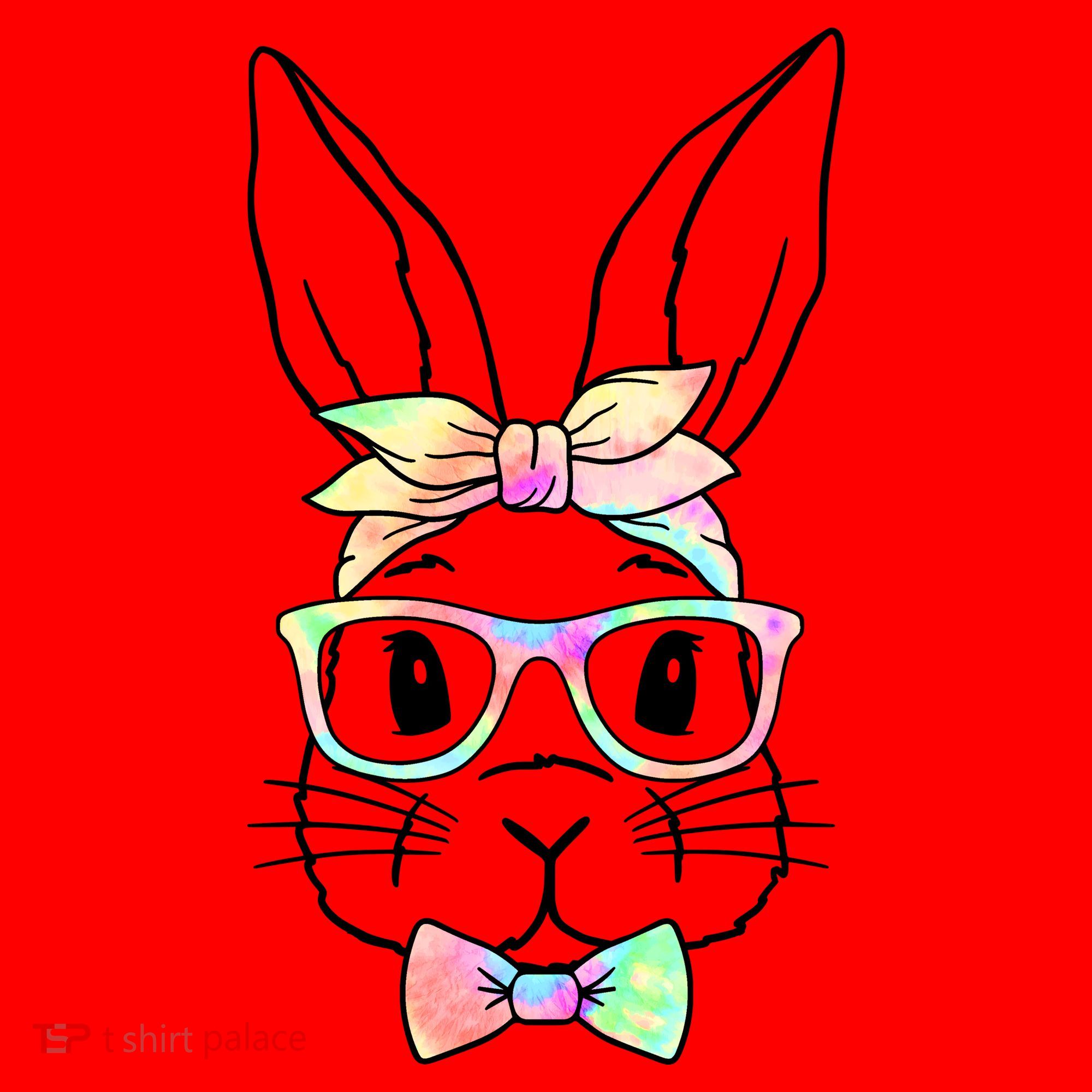 Cute Easter Bunny Pastel Tie Dye Bow Tie Glasses Santa Hat