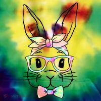 Cute Easter Bunny Pastel Tie Dye Bow Tie Glasses Button thumb 1