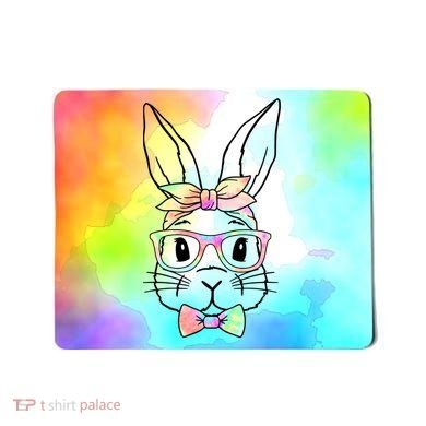 Cute Easter Bunny Pastel Tie Dye Bow Tie Glasses Mousepad