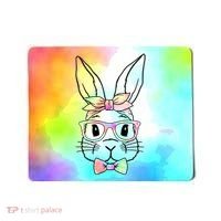 Cute Easter Bunny Pastel Tie Dye Bow Tie Glasses Mousepad thumb 0