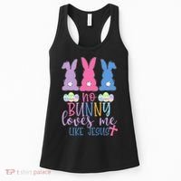 Cute Easter Bunnies No Bunny Loves Me Like Jesus Women's Tank Top thumb 0