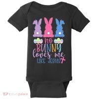Cute Easter Bunnies No Bunny Loves Me Like Jesus Baby Bodysuit thumb 0