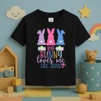 Cute Easter Bunnies No Bunny Loves Me Like Jesus Toddler T-Shirt thumb 3
