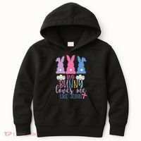 Cute Easter Bunnies No Bunny Loves Me Like Jesus Kids Hoodie thumb 0