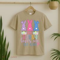 Cute Easter Bunnies No Bunny Loves Me Like Jesus T-Shirt thumb 2