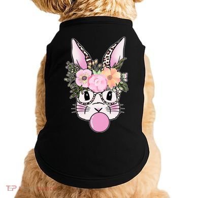 Cute Easter Bunny With Flower Crown And Bubblegum Doggie Tank