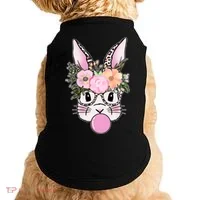 Cute Easter Bunny With Flower Crown And Bubblegum Doggie Tank thumb 0