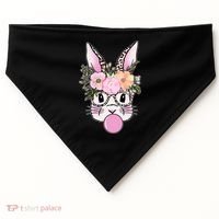 Cute Easter Bunny With Flower Crown And Bubblegum USA-Made Doggie Bandana thumb 0