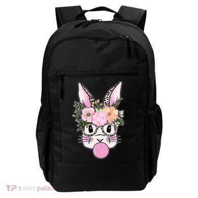 Cute Easter Bunny With Flower Crown And Bubblegum Backpack