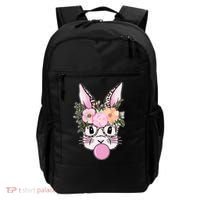 Cute Easter Bunny With Flower Crown And Bubblegum Backpack thumb 0