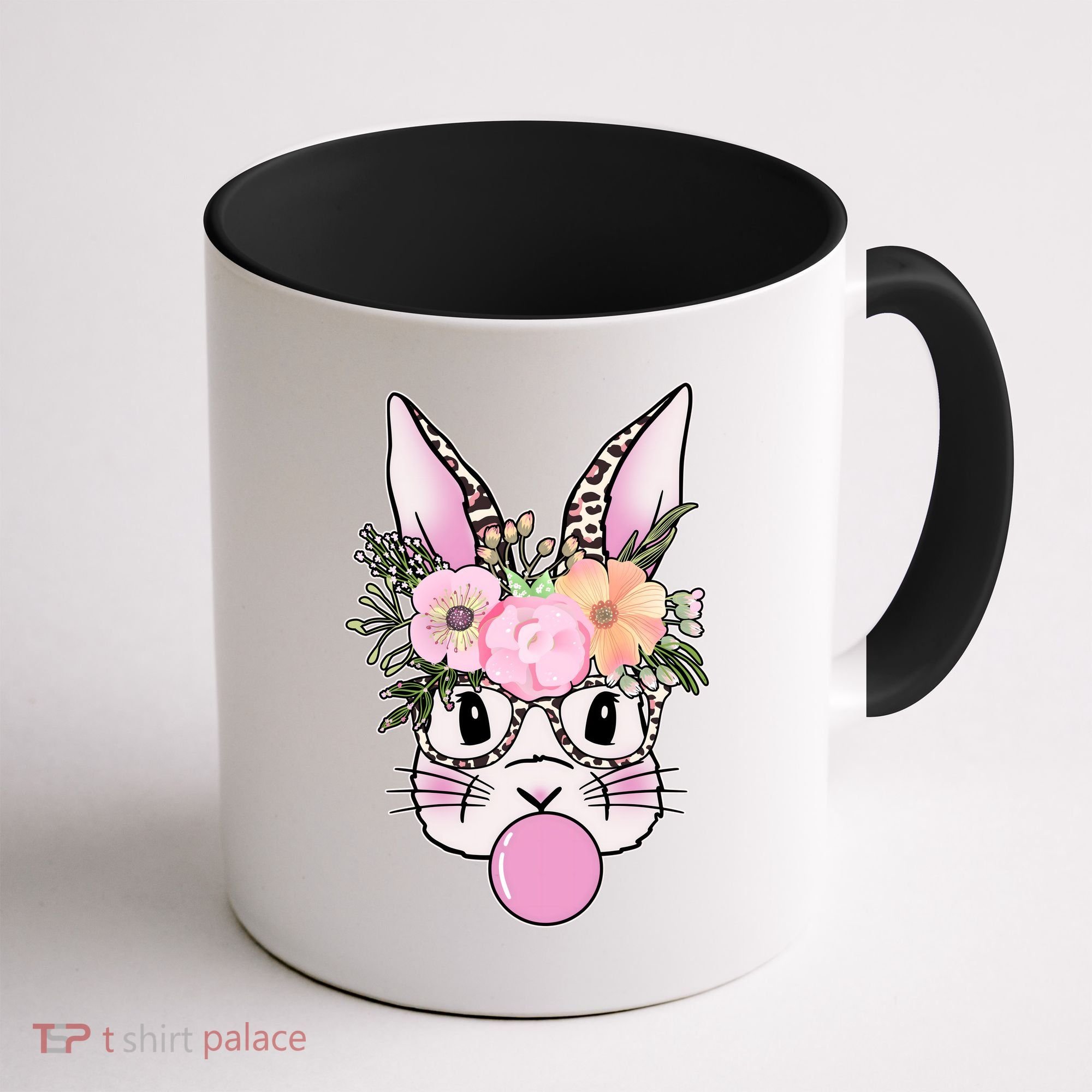 Cute Easter Bunny With Flower Crown And Bubblegum Coffee Mug