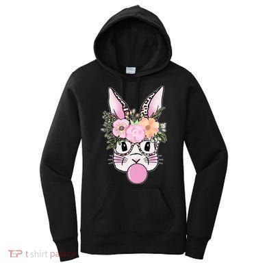 Cute Easter Bunny With Flower Crown And Bubblegum Women's Hoodie