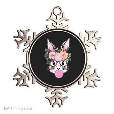 Cute Easter Bunny With Flower Crown And Bubblegum Ornament