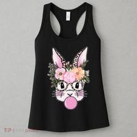 Cute Easter Bunny With Flower Crown And Bubblegum Women's Tank Top thumb 3
