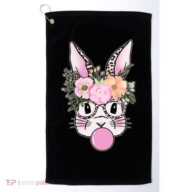 Cute Easter Bunny With Flower Crown And Bubblegum Golf Towel