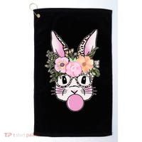 Cute Easter Bunny With Flower Crown And Bubblegum Golf Towel thumb 0