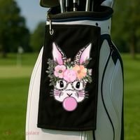 Cute Easter Bunny With Flower Crown And Bubblegum Golf Towel thumb 2