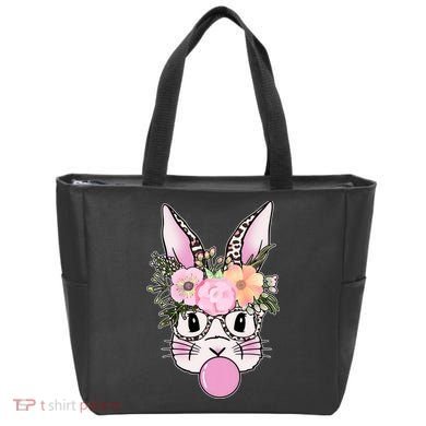 Cute Easter Bunny With Flower Crown And Bubblegum Tote Bag