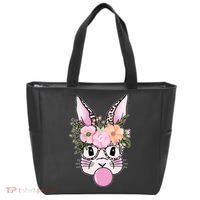 Cute Easter Bunny With Flower Crown And Bubblegum Tote Bag thumb 0