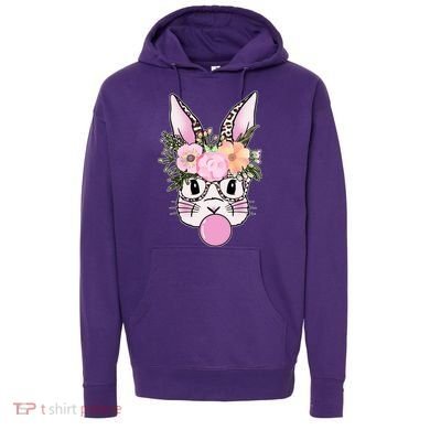 Cute Easter Bunny With Flower Crown And Bubblegum Hoodie