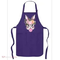 Cute Easter Bunny With Flower Crown And Bubblegum Apron thumb 0