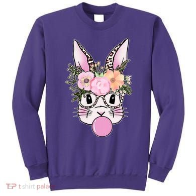 Cute Easter Bunny With Flower Crown And Bubblegum Sweatshirt