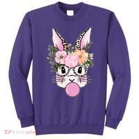 Cute Easter Bunny With Flower Crown And Bubblegum Sweatshirt thumb 0