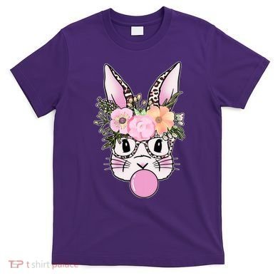 Cute Easter Bunny With Flower Crown And Bubblegum T-Shirt