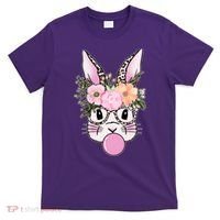 Cute Easter Bunny With Flower Crown And Bubblegum T-Shirt thumb 0