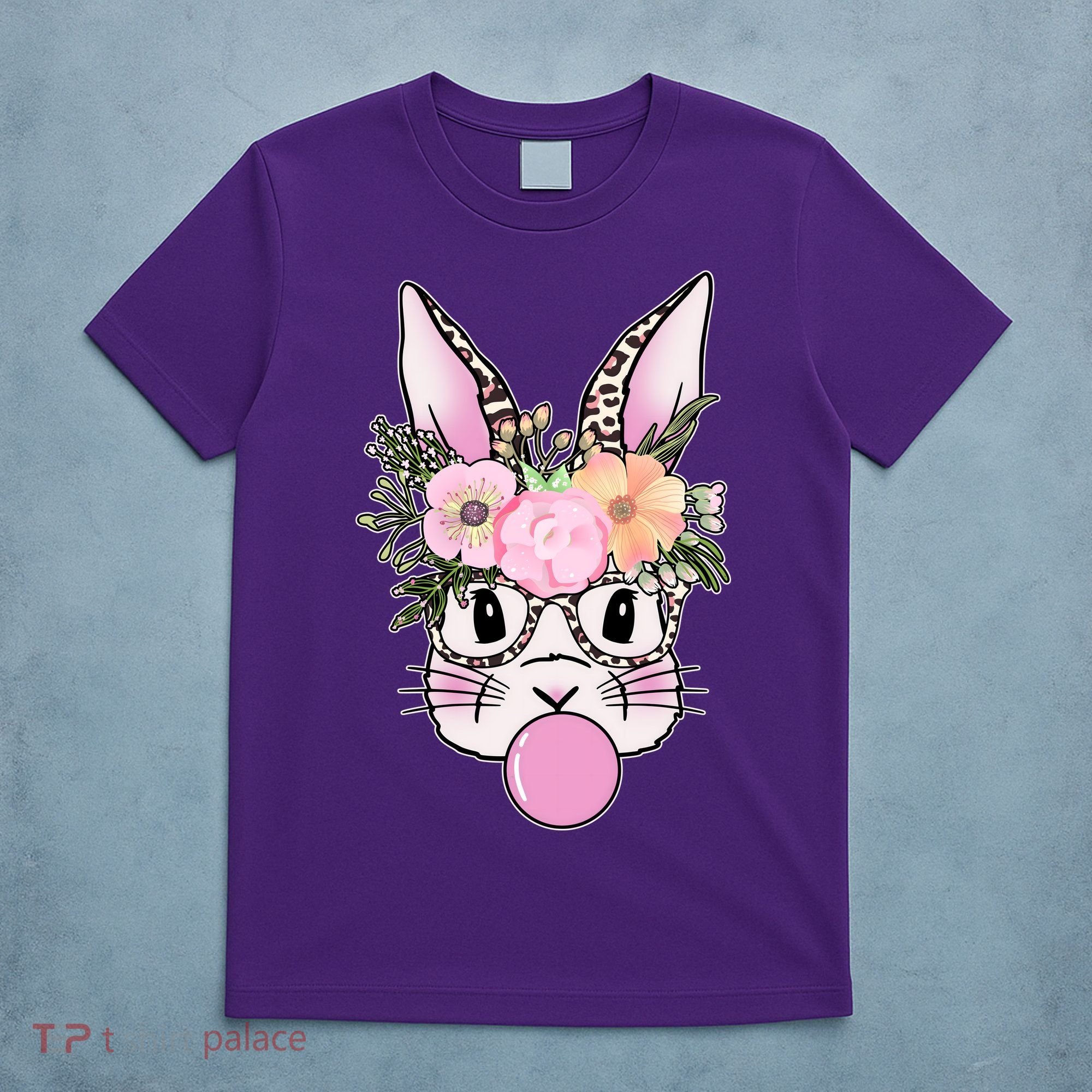 Cute Easter Bunny With Flower Crown And Bubblegum T-Shirt