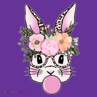 Cute Easter Bunny With Flower Crown And Bubblegum T-Shirt thumb 7