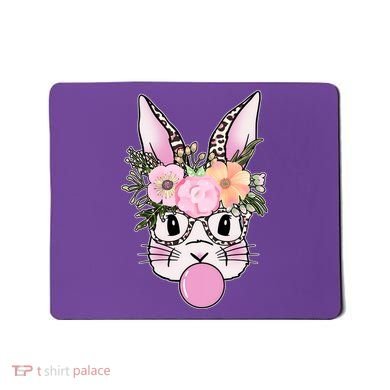 Cute Easter Bunny With Flower Crown And Bubblegum Mousepad