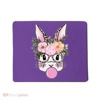 Cute Easter Bunny With Flower Crown And Bubblegum Mousepad thumb 0