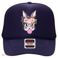 Cute Easter Bunny With Flower Crown And Bubblegum Hat thumb 0