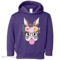 Cute Easter Bunny With Flower Crown And Bubblegum Toddler Hoodie thumb 0