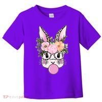 Cute Easter Bunny With Flower Crown And Bubblegum Toddler T-Shirt thumb 0